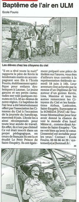 Des baptêmes de l&rsquo;air en ULM ont été offerts aux enfants pour les récompenser de leur travail