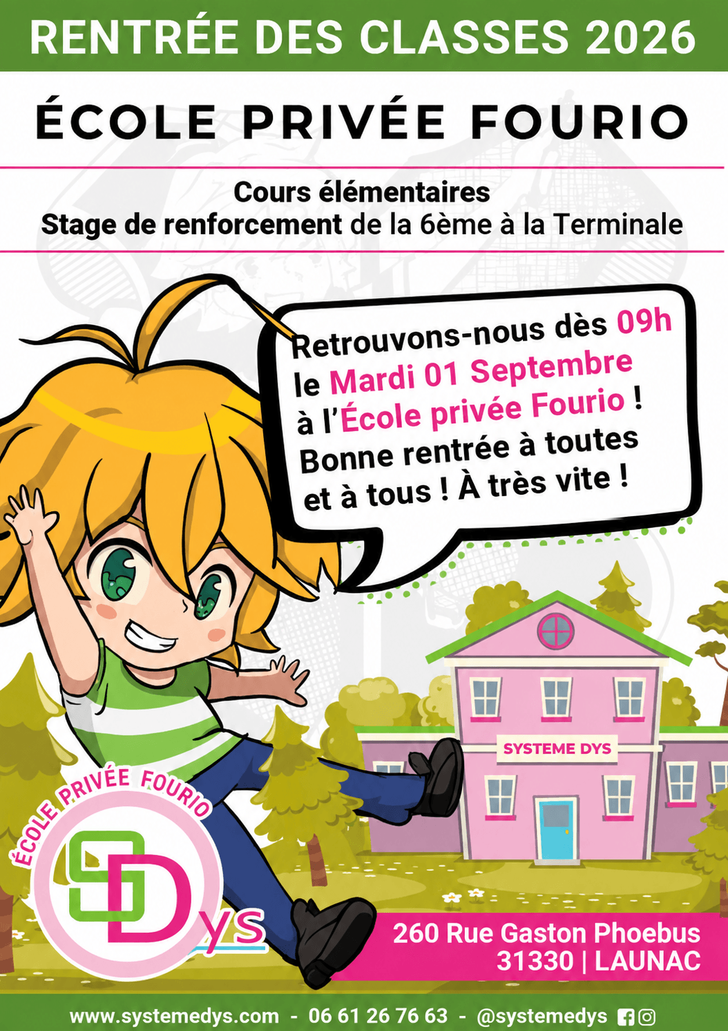 2026-rentree-des-classes-tiny La rentrée des classes aura lieu mardi 2 septembre à 9H.